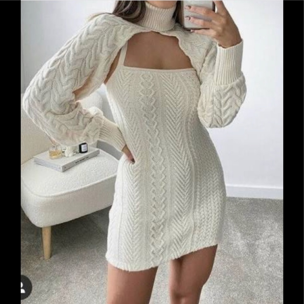 New! Zara cable knit short dress and arm warmer set!